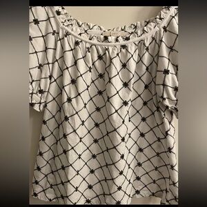 ANN TAYLOR LOFT Summer White Blue Top, Size M, EUC, Cotton New Design